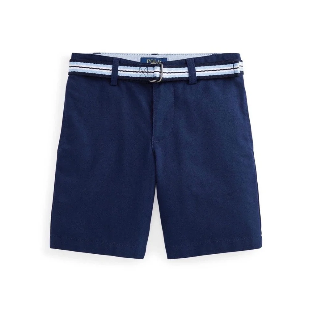 Polo Ralph Lauren Boys 3T Navy Blue Slim Fit Belted Chino Shorts NWT (O)